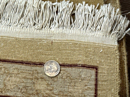 Sino Persian Rug 8x11 Handwoven Wool Silk Highlights Area Rug Gold And Light Green