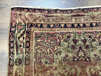 Antique Persian Lavar Rug 3x5 Hand Knotted Wool Kerman Carpet