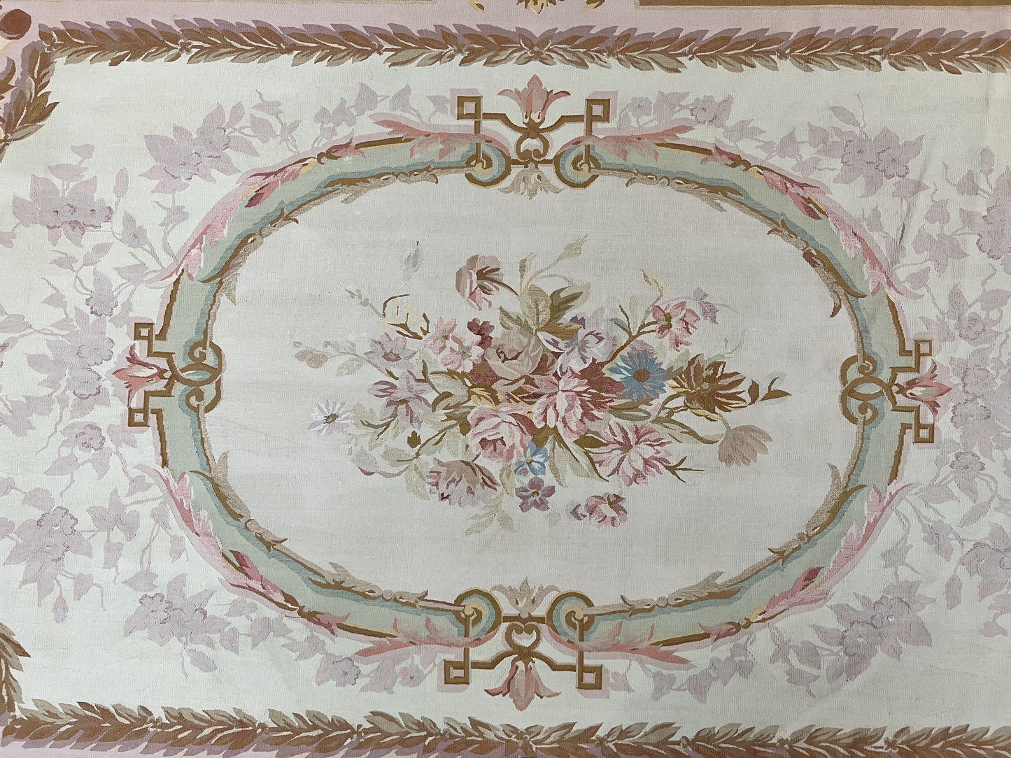 Premium Aubusson Rug 11x15 Wool Handmade Vintage European Flatweave Savonnerie Carpet