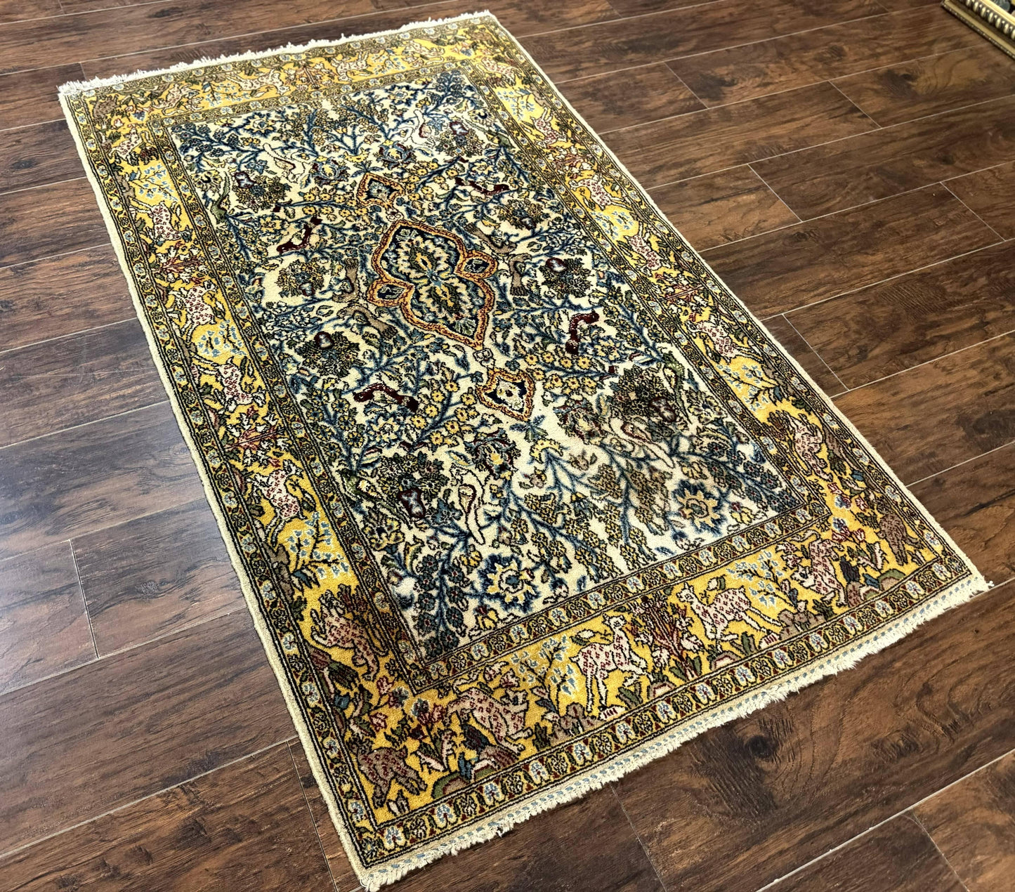 Persian Qum Tree of Life Rug 3.5 x 5.5 With Silk Highlights in Kork Wool