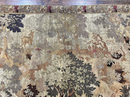 Antique French Tapestry 6x5 Ft Handwoven Wool Aubusson Weave Vintage