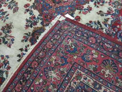 Persian Sarouk Rug 9x12 Hand Knotted Wool Antique Oriental Carpet With Vegetable Dyes