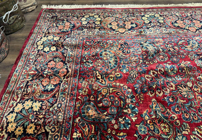 Antique Persian Sarouk Rug Palace Size 12x18 With Regal Floral Palmette