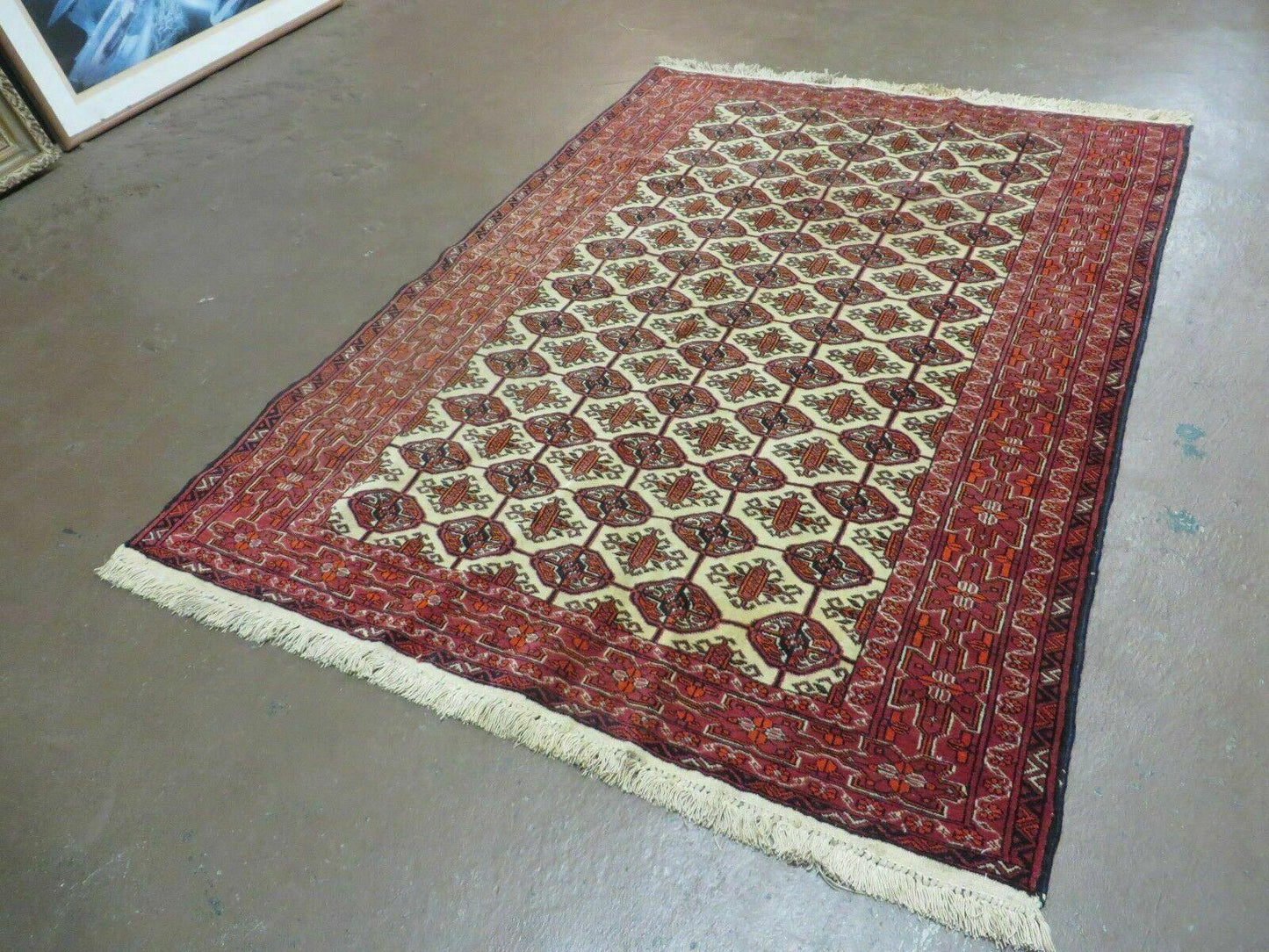 Turkoman Bokhara Wool Rug Handmade 4x6 Pakistan Fine Knot Wool