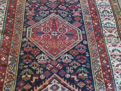 Antique Turkish Anatolian Wool Runner Rug 4x11 Handmade Kalegy