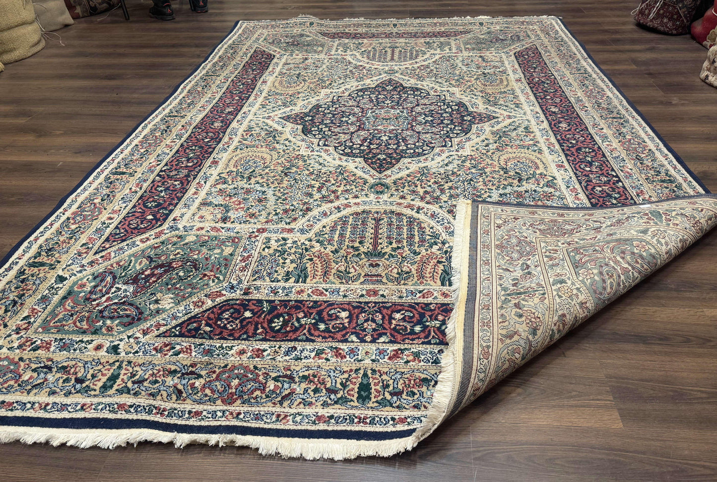 Persian Rug 8x11 Vintage Kirman Lavar Floral Power Loomed Wool