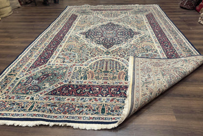 Persian Rug 8x11 Vintage Kirman Lavar Floral Power Loomed Wool