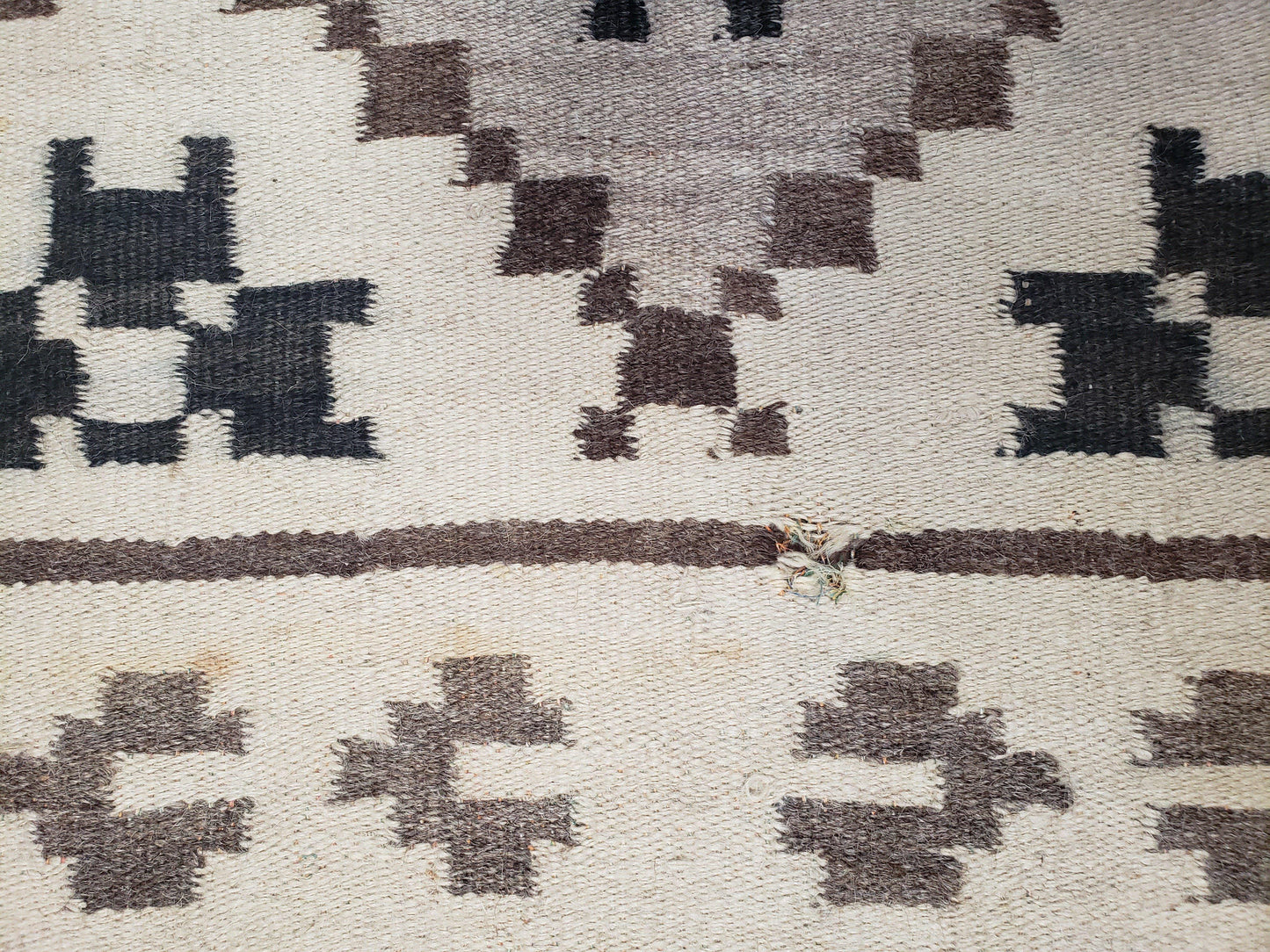 Semi Antique South American Handwoven Wool Kilim Rug 4x8 Runner Diamond Panel