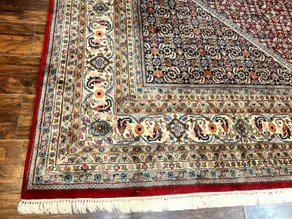 Bidjar Rug Square 10x10 Indo Persian Handmade Wool Carpet Red Vintage