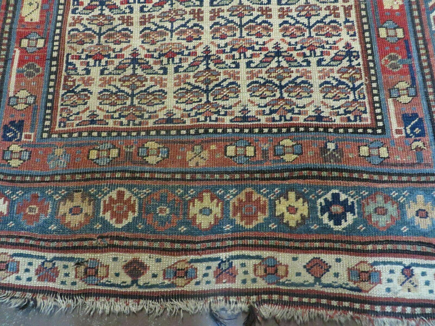 Antique Caucasian Kuba Wool Rug Runner Natural Vegetable Dye 53x107 Inches