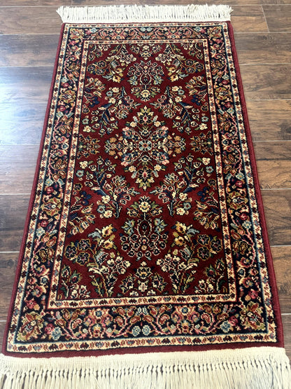 Karastan Rug Red Sarouk Wool Pile 2.6x4 Vintage 700 Series Number 785