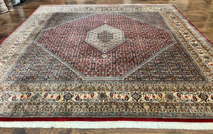 Bidjar Rug Square 10x10 Indo Persian Handmade Wool Carpet Red Vintage