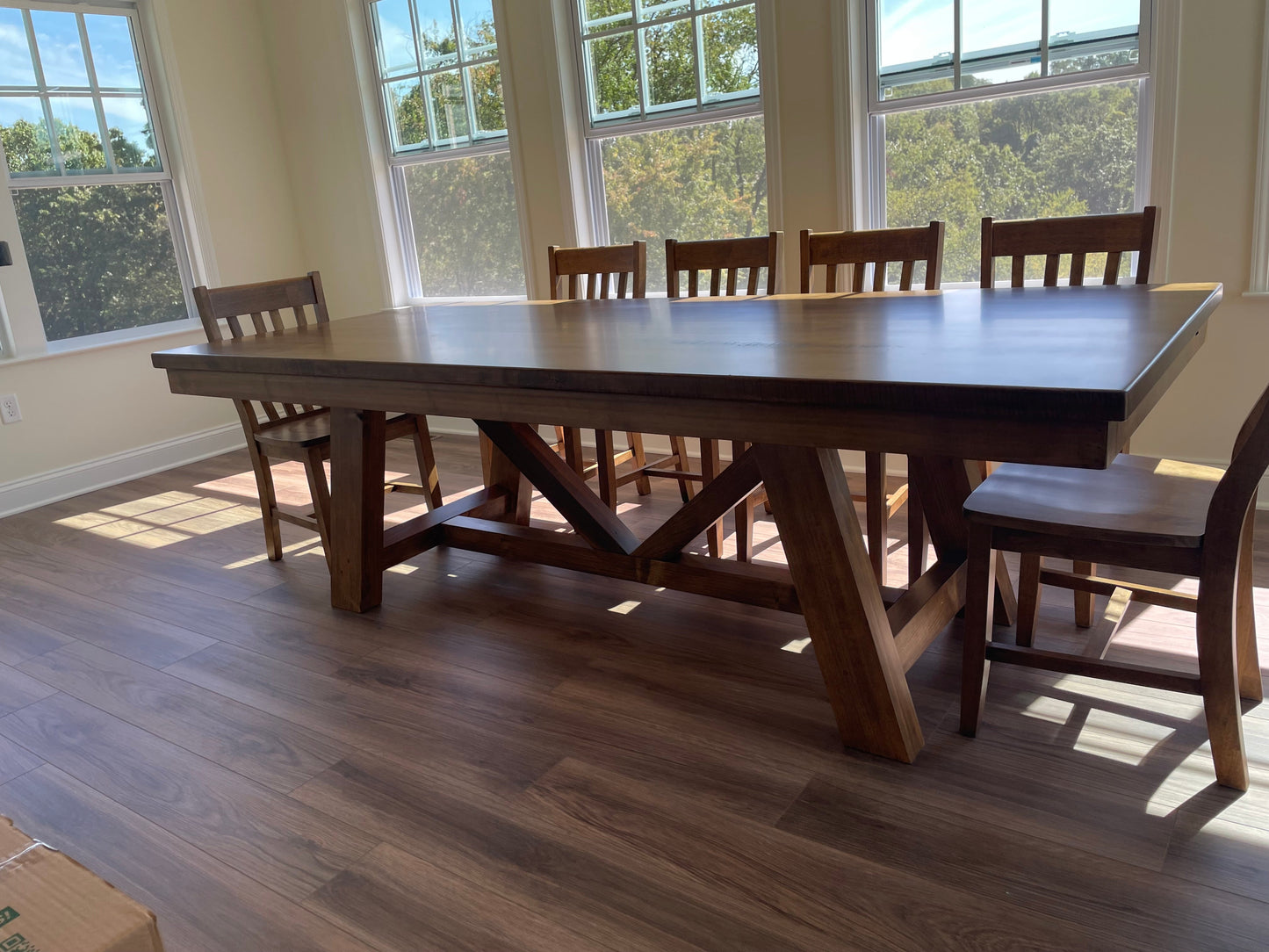 Harmony Leg Dining Table Handcrafted Solid Wood With Custom 1 Inch Or 2 Inch Tops
