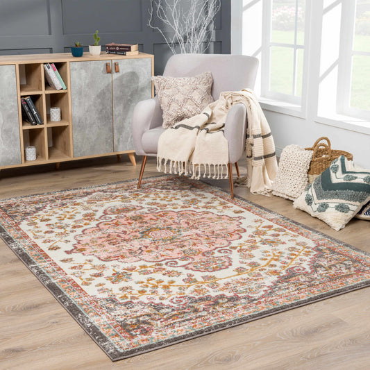 Floral Medallion Area Rug - Elegant Living Room  Bedroom Decor