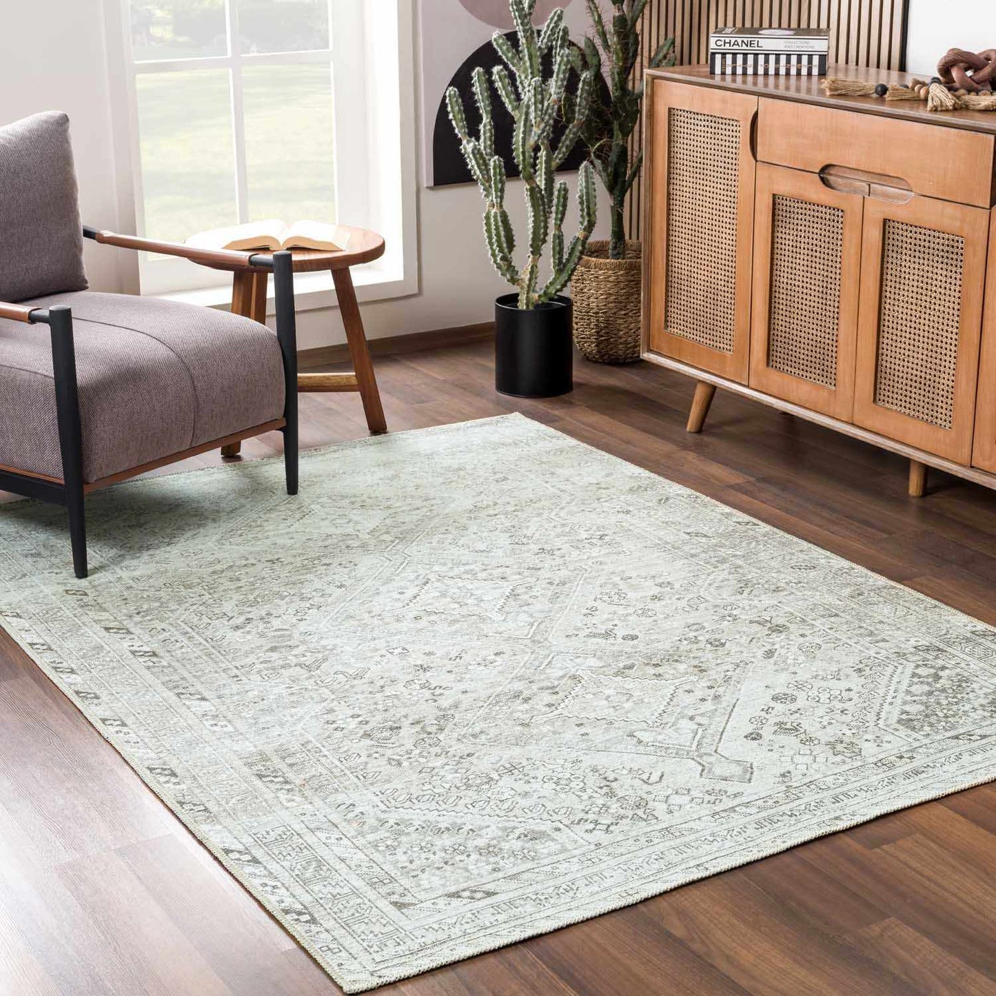 Sage Washable Flat Pile Rug - Cozy Home Decor Accent