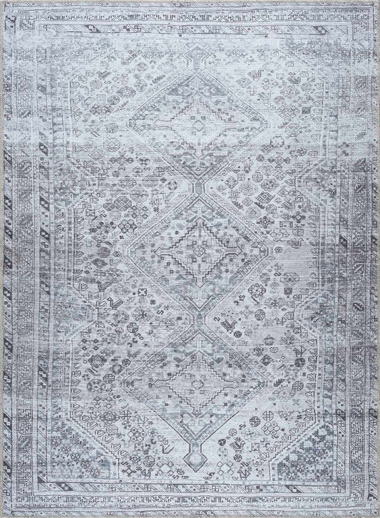 Washable Gray Flat Pile Rug - Soft Durable Area Rug for Home Décor