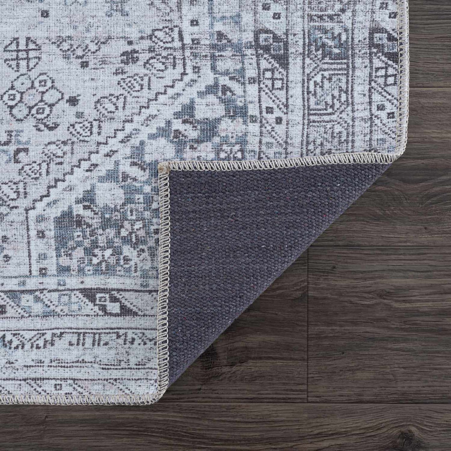 Washable Gray Flat Pile Rug - Soft Durable Area Rug for Home Décor