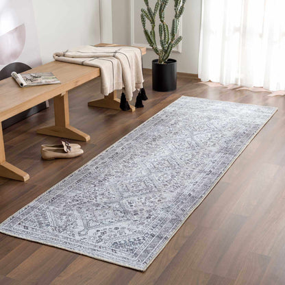 Washable Gray Flat Pile Rug - Soft Durable Area Rug for Home Décor