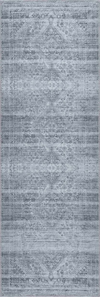Gray Blue Washable Area Rug - Living Room  Bedroom Decor