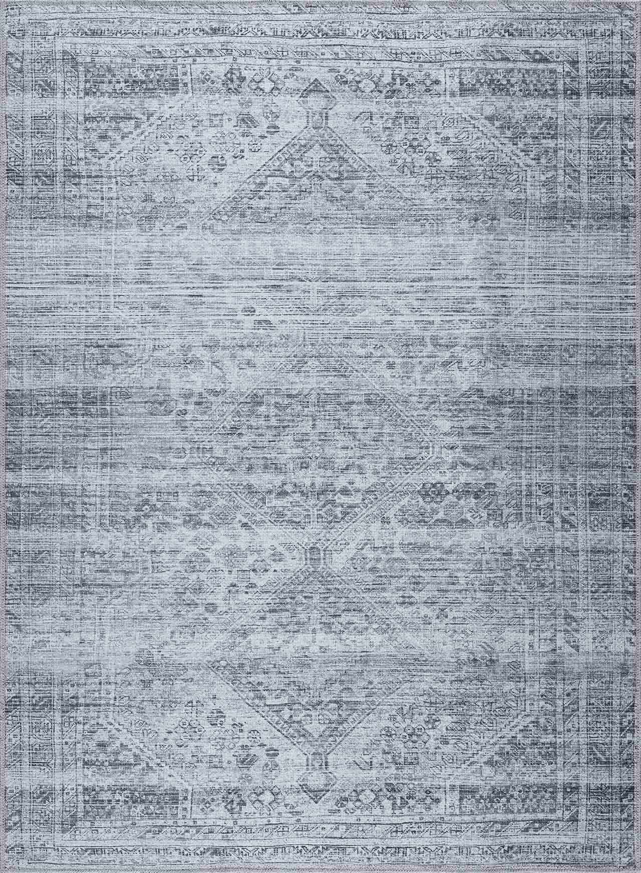 Gray Blue Washable Area Rug - Living Room  Bedroom Decor