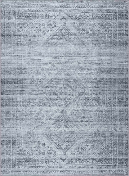 Gray Blue Washable Area Rug - Living Room  Bedroom Decor