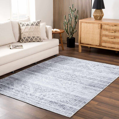 Gray Blue Washable Area Rug - Living Room  Bedroom Decor