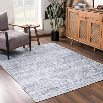 Gray Blue Washable Area Rug - Living Room  Bedroom Decor