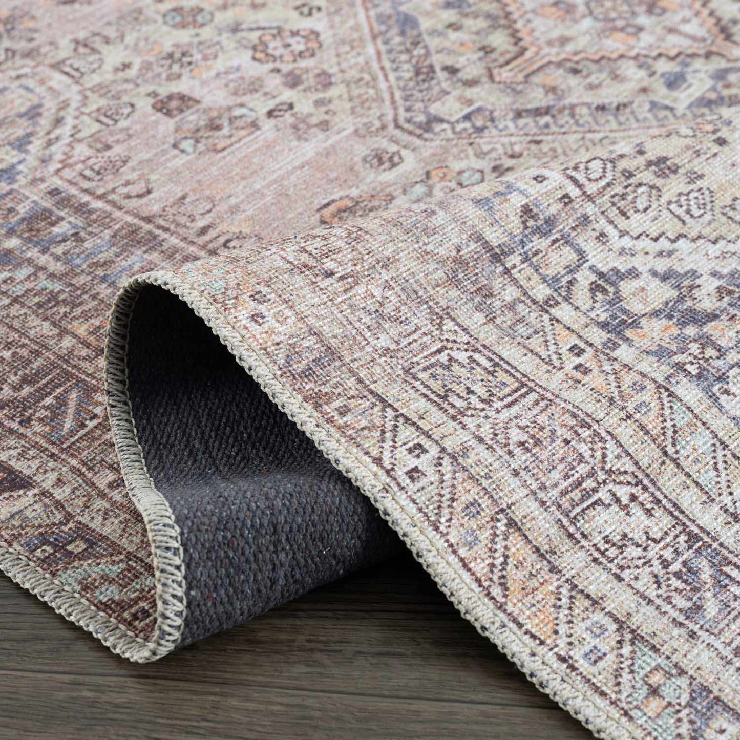 Washable Tan Flat Pile Rug - Cozy Home Decor Accent