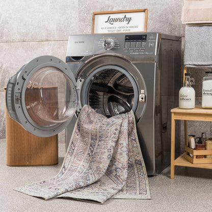 Washable Tan Flat Pile Rug - Cozy Home Decor Accent