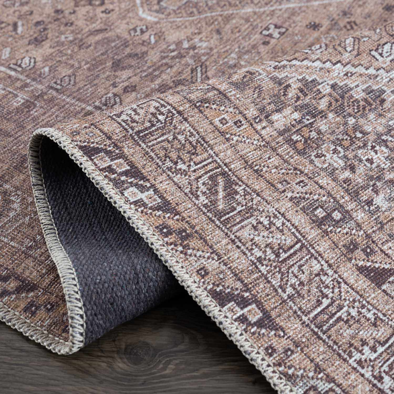 Barny Brown polyester area rug