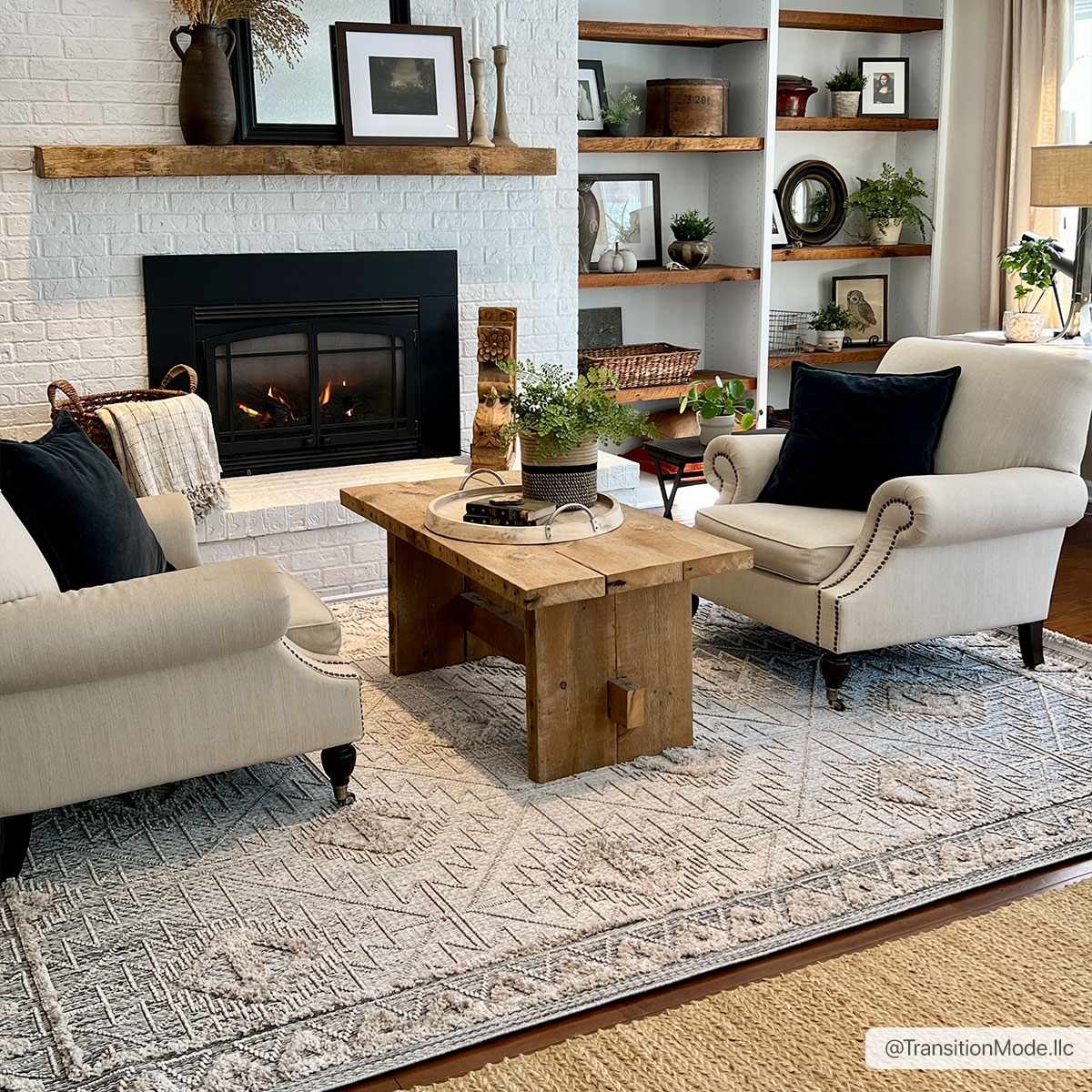 Rustic High-Low Pile Area Rug - Cozy Home Decor Accent