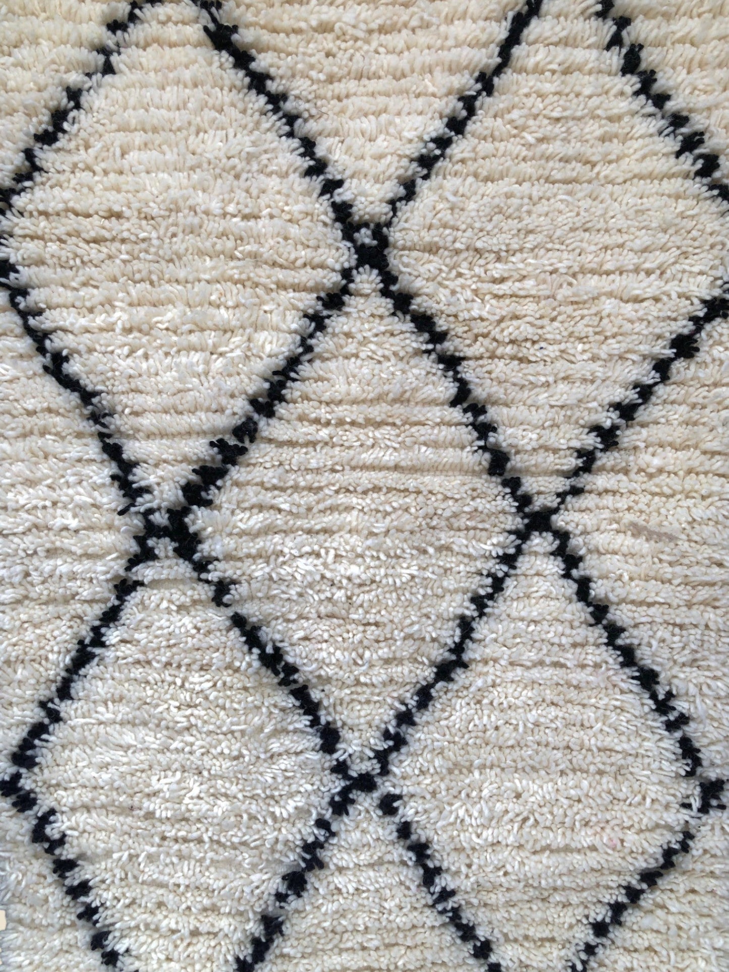 Aicha Moroccan Runner Rug – Black & White Wool