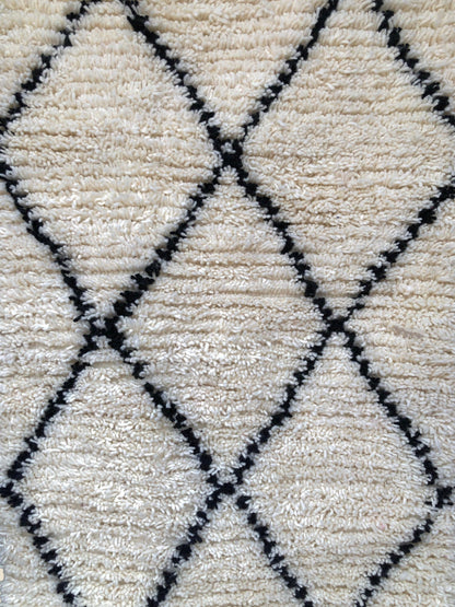 Aicha Moroccan Runner Rug – Black & White Wool