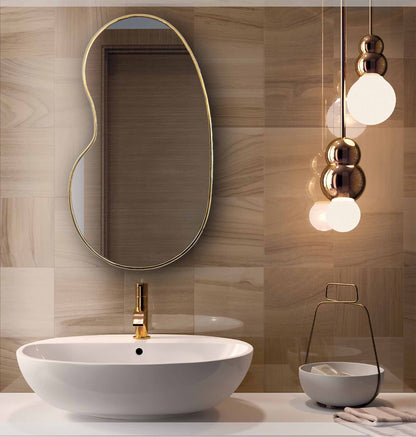 Kidney Shape Wall Mirror - Unlacquered Brass Mirror