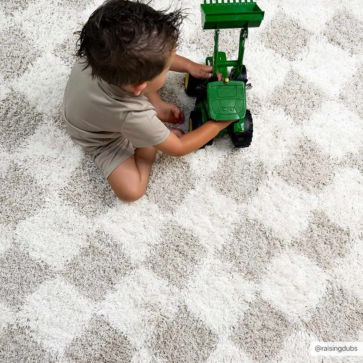 Light Brown Checkered Area Rug - Cozy Home Decor Accent