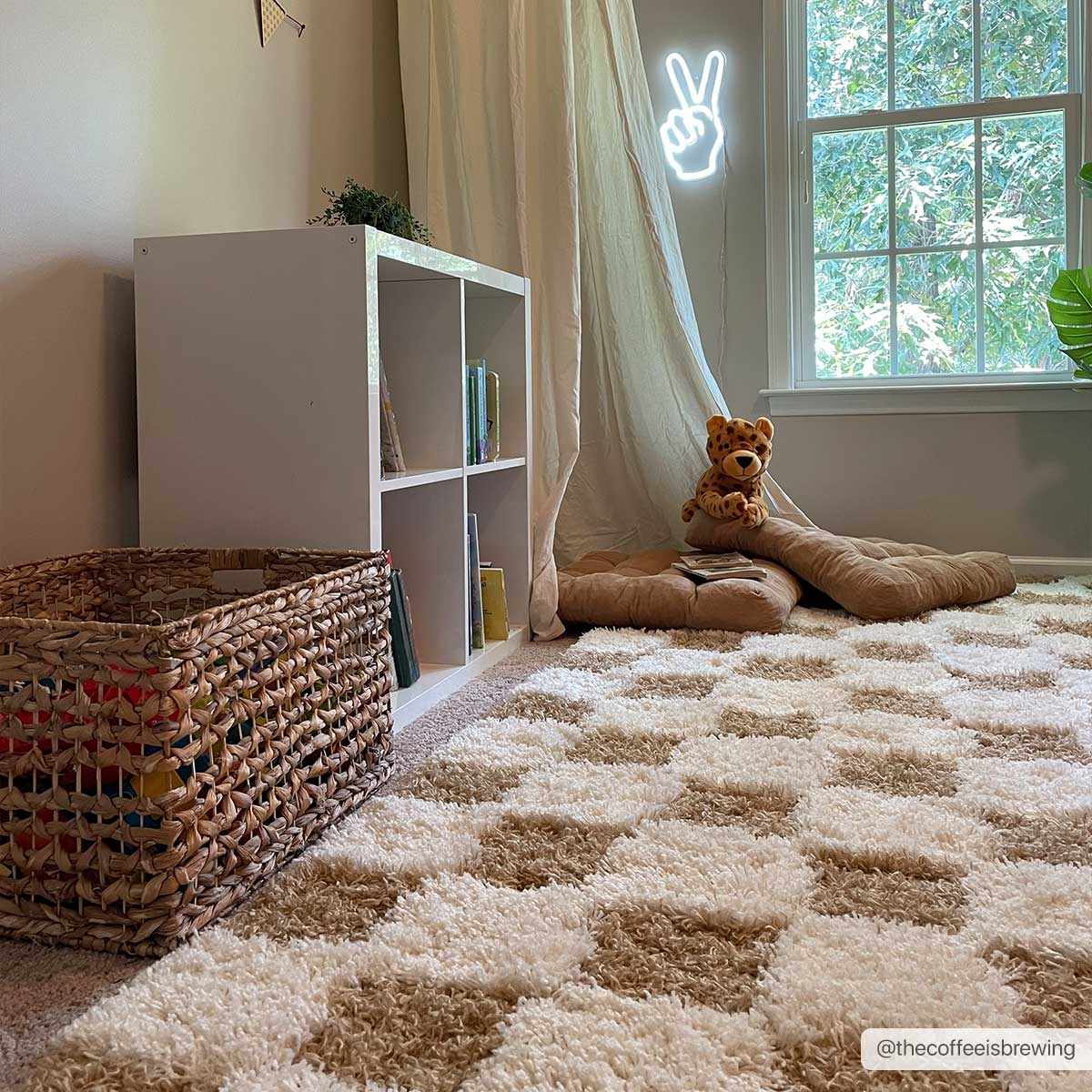 Mustard Checkered Area Rug - Cozy Stylish Home Decor