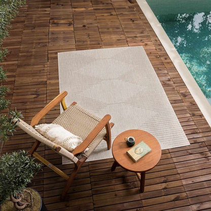 Beige Outdoor Rug - Stylish Durable Area Rug for Patios and Decks