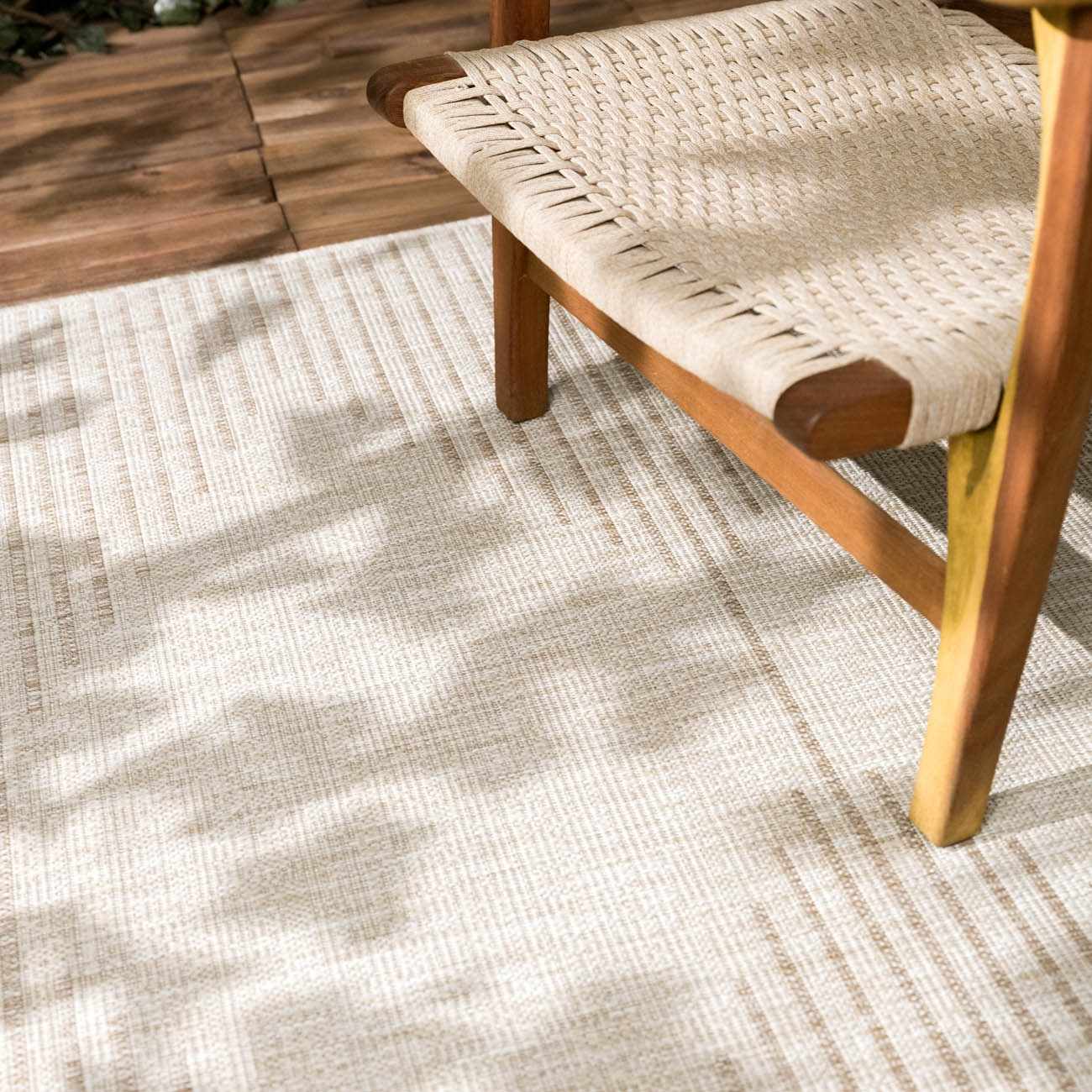 Beige Outdoor Rug - Stylish Durable Area Rug for Patios and Decks