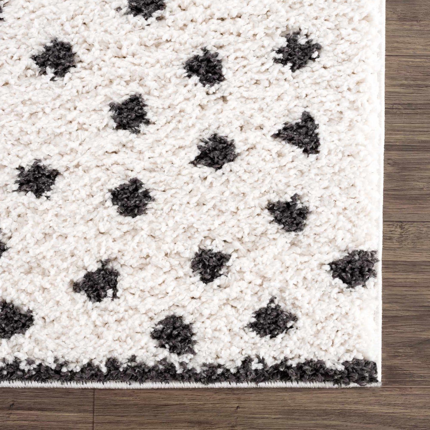 Plush Black and White Dotted Area Rug - Cozy Home Décor Accent