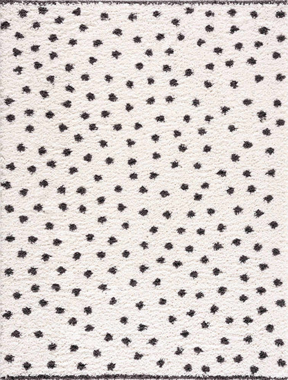 Plush Black and White Dotted Area Rug - Cozy Home Décor Accent
