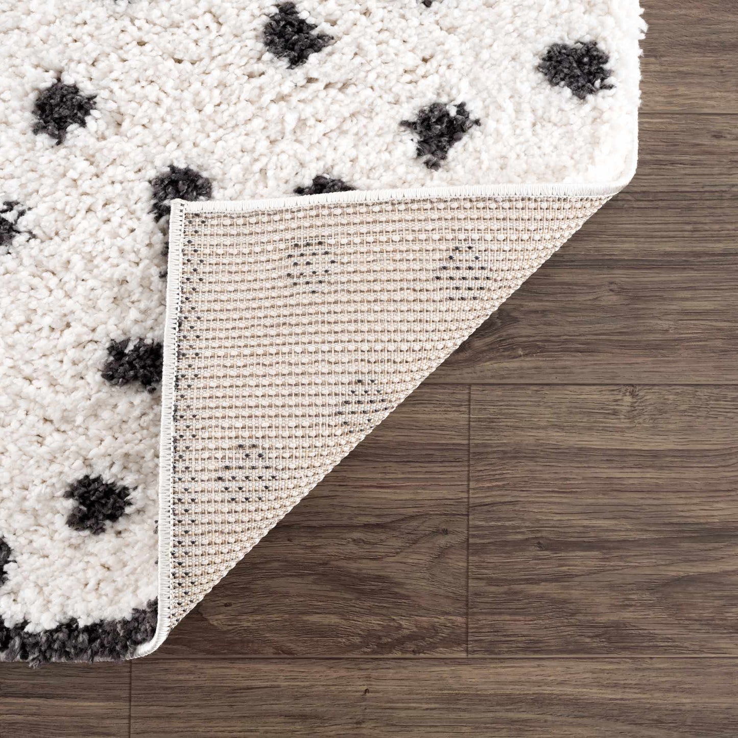 Plush Black and White Dotted Area Rug - Cozy Home Décor Accent