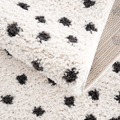 Plush Black and White Dotted Area Rug - Cozy Home Décor Accent