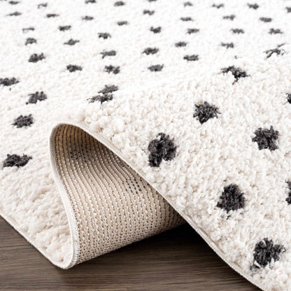 Plush Black and White Dotted Area Rug - Cozy Home Décor Accent