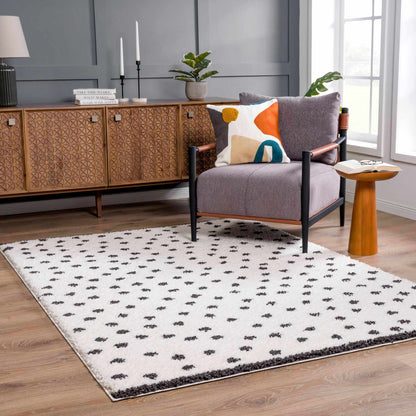 Plush Black and White Dotted Area Rug - Cozy Home Décor Accent