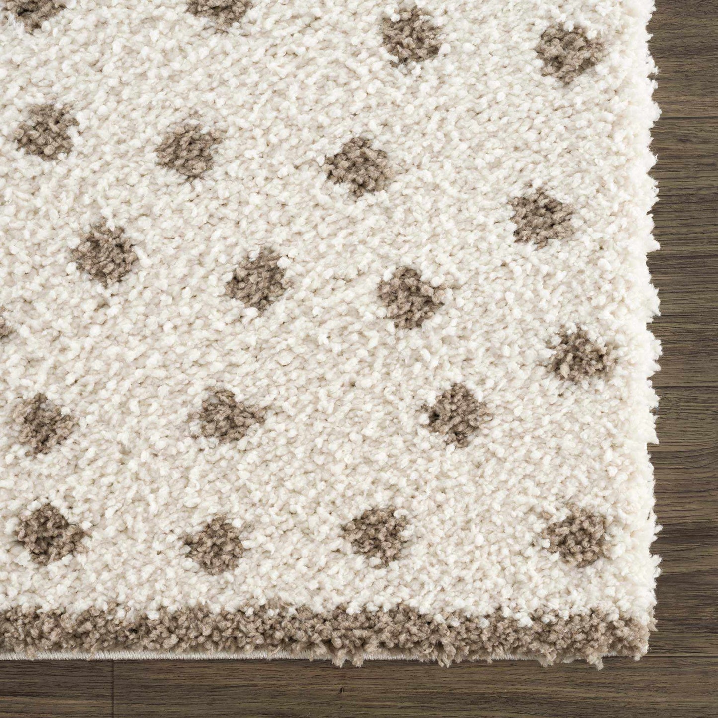 Cream Brown Dotted Plush Area Rug - Cozy Home Decor