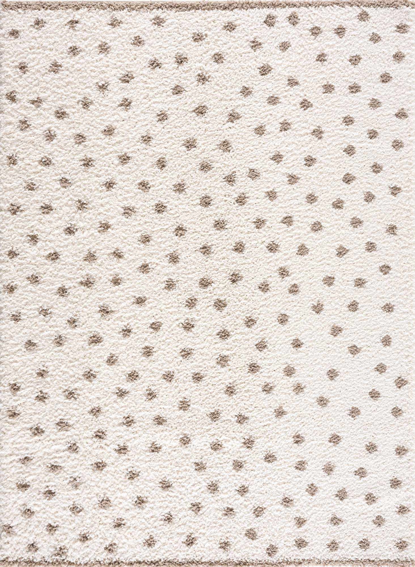 Cream Brown Dotted Plush Area Rug - Cozy Home Decor