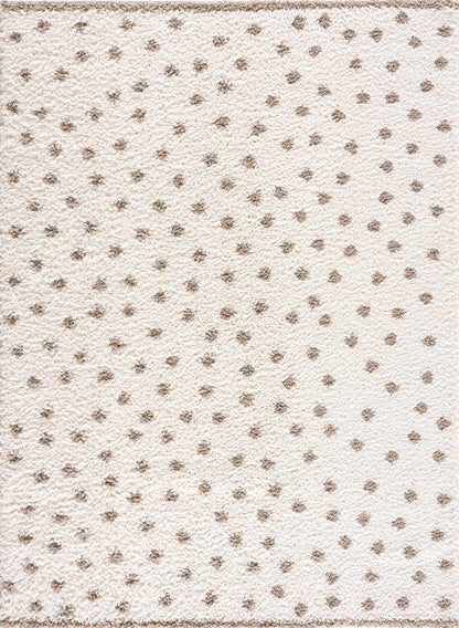 Cream Brown Dotted Plush Area Rug - Cozy Home Decor