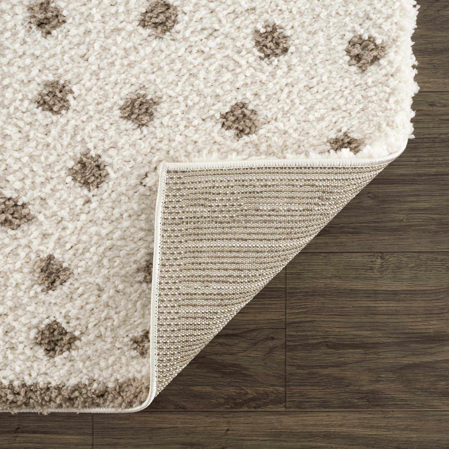 Cream Brown Dotted Plush Area Rug - Cozy Home Decor