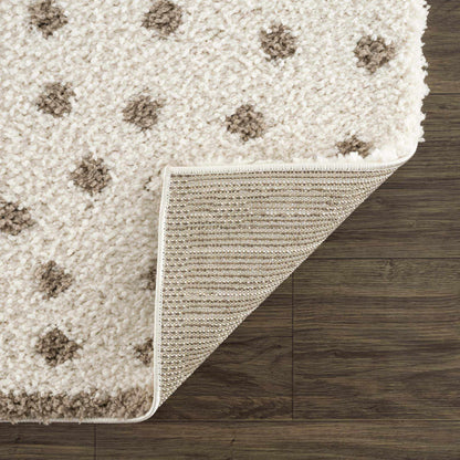 Cream Brown Dotted Plush Area Rug - Cozy Home Decor