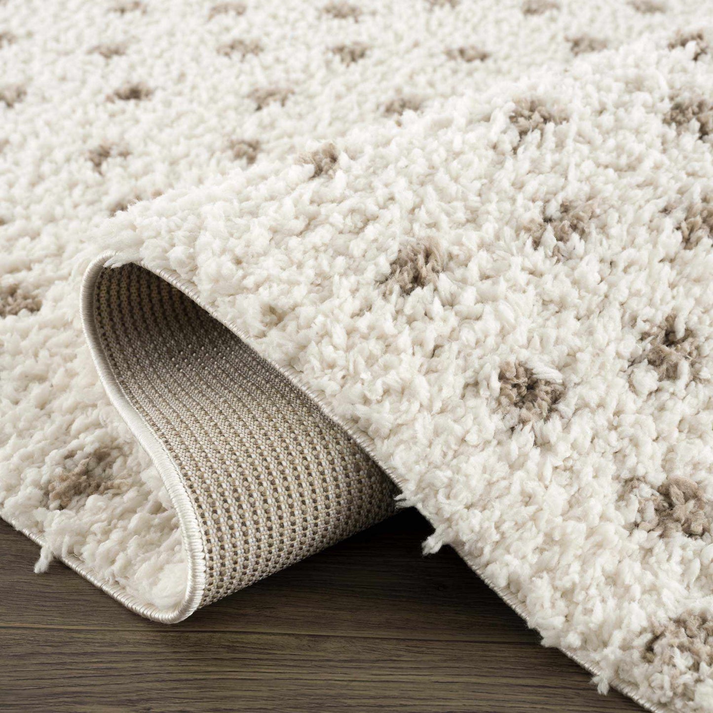Cream Brown Dotted Plush Area Rug - Cozy Home Decor
